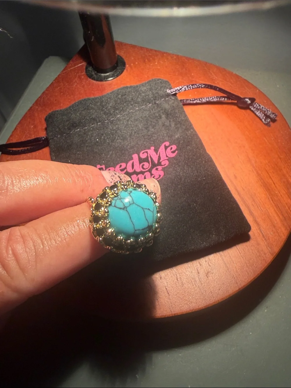 New Feed Me Gems Texas Turquoise Eclipse Ring